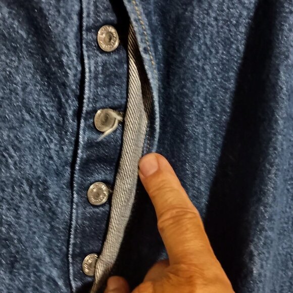 Levi Strauss 501 Blue Denim Jeans Size 46x34 Buttons Fly Straight Leg - Picture 8 of 11